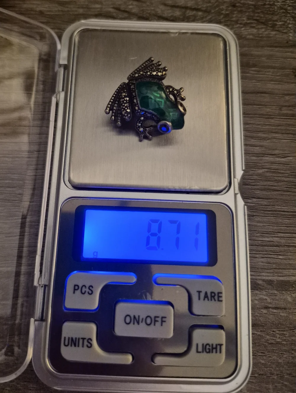 Vintage Sterling Silver 925 Guilloche Enamel Garnet Marcasite Frog Brooch Pin - Picture 10 of 10
